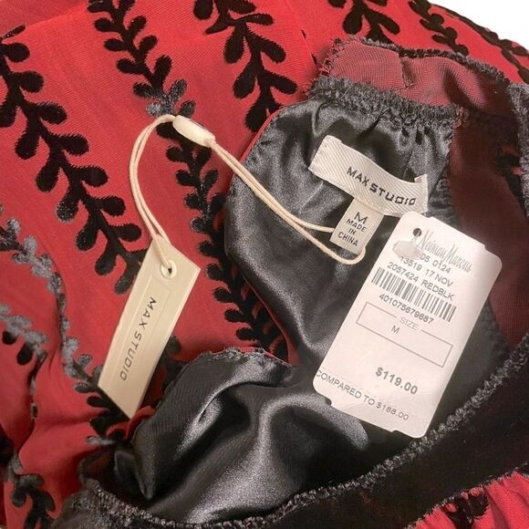 NWT - Max Studio Red Floral Velvet Shift Dress - Picture 8 of 8